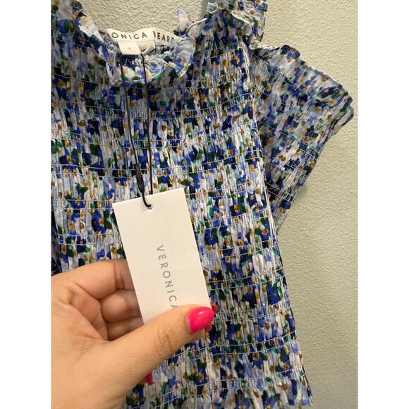NWT Veronica Beard Averie Smocked Tank Top (Cobalt Blue) - Picture 8 of 9